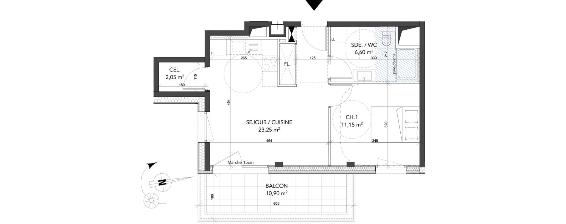 Appartement T2 de 43,05 m2 &agrave; La Motte-Servolex Centre