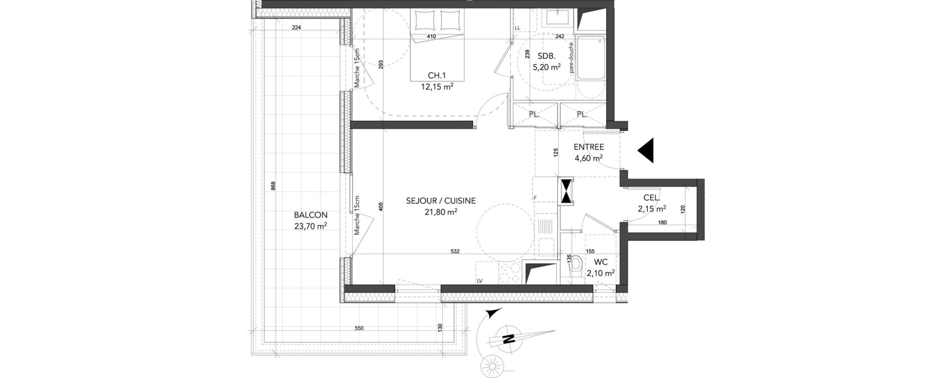 Appartement T2 de 48,00 m2 &agrave; La Motte-Servolex Centre