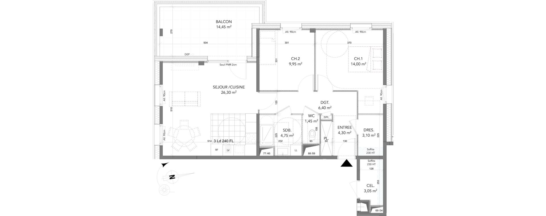 Appartement T3 de 70,25 m2 &agrave; La Motte-Servolex Centre