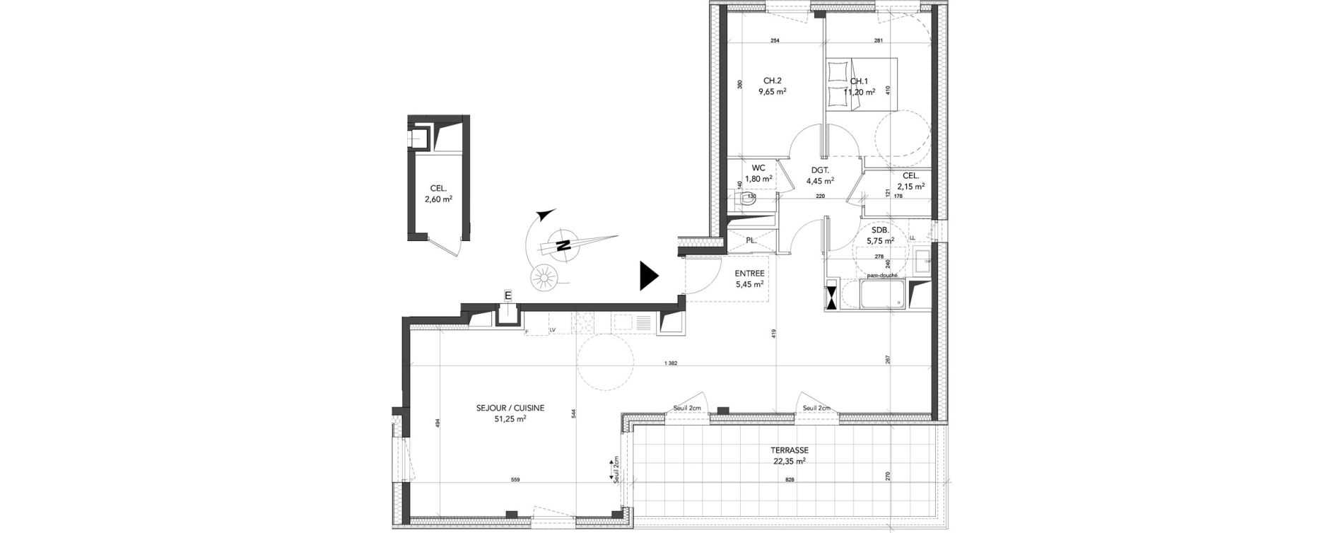 Appartement T3 de 91,70 m2 &agrave; La Motte-Servolex Centre
