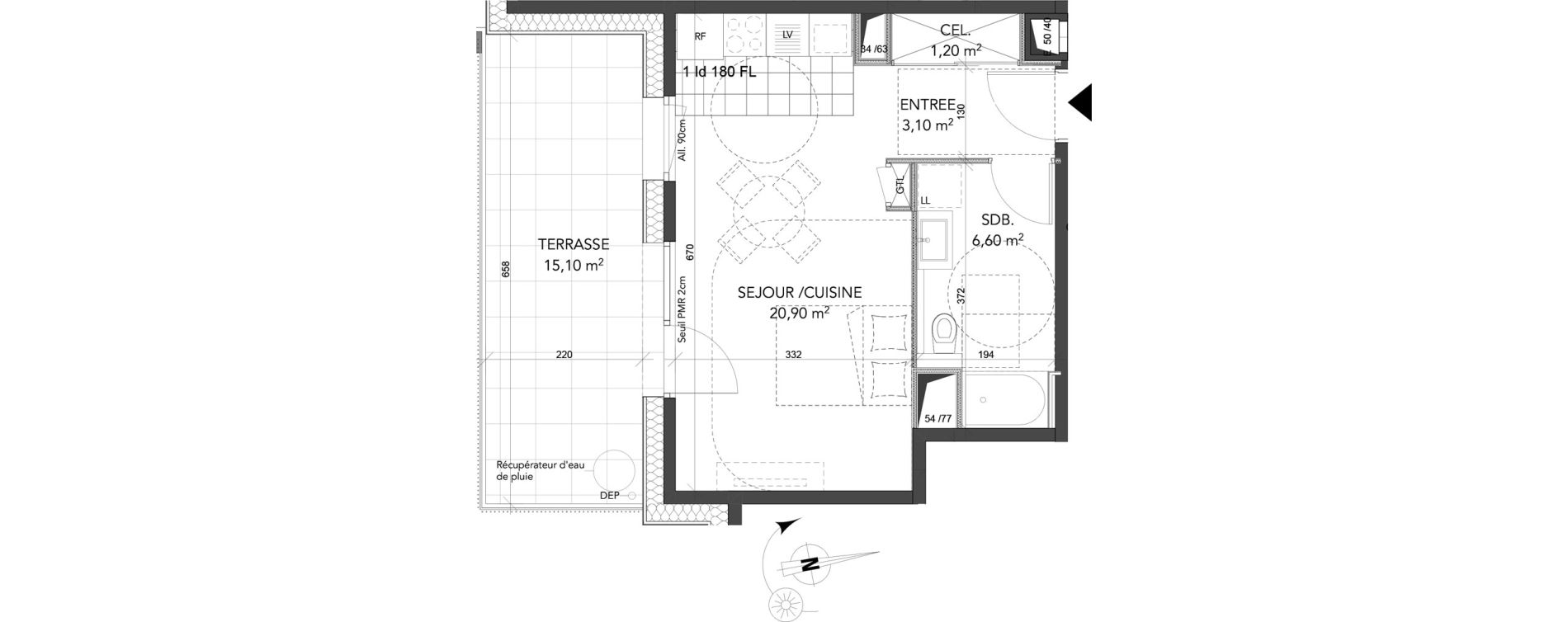 Appartement T1 de 31,80 m2 &agrave; La Motte-Servolex Centre