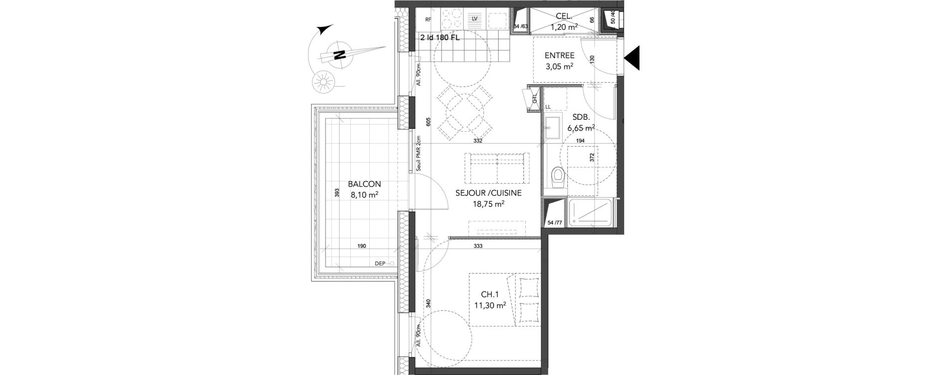 Appartement T2 de 40,95 m2 &agrave; La Motte-Servolex Centre