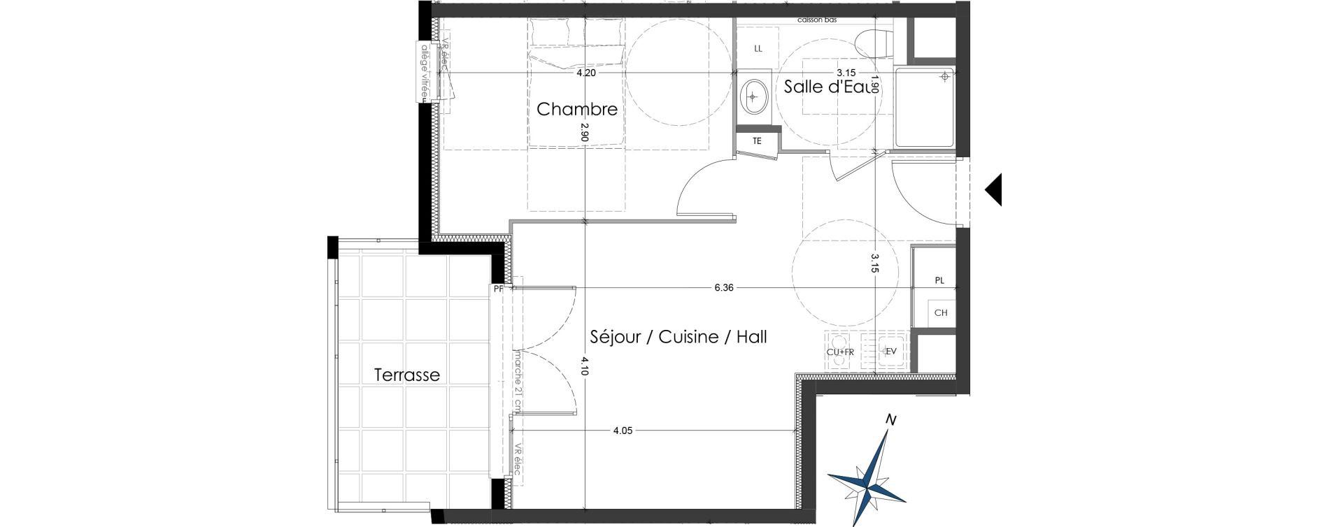 Appartement T2 de 41,93 m2 &agrave; La Motte-Servolex Centre
