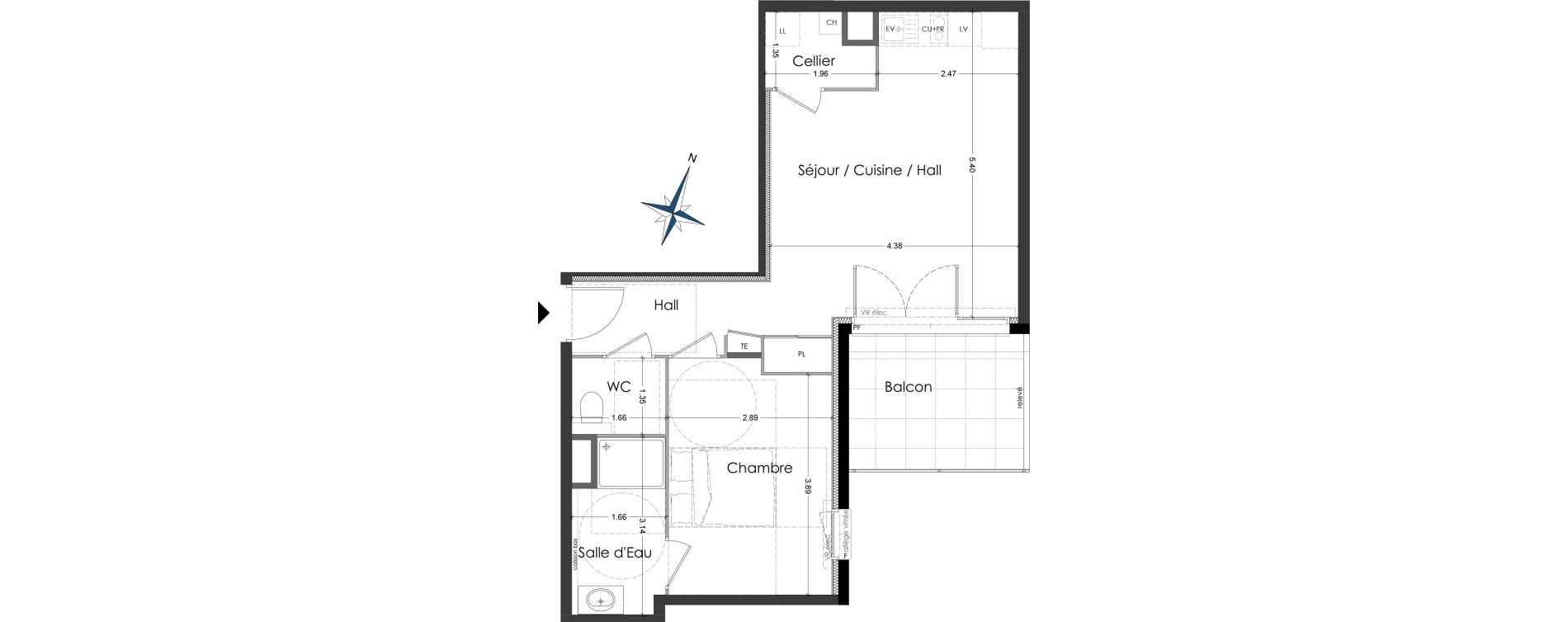 Appartement T2 de 47,42 m2 &agrave; La Motte-Servolex Centre