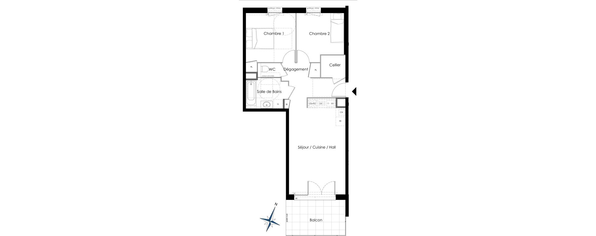 Appartement T3 de 62,68 m2 &agrave; La Motte-Servolex Centre