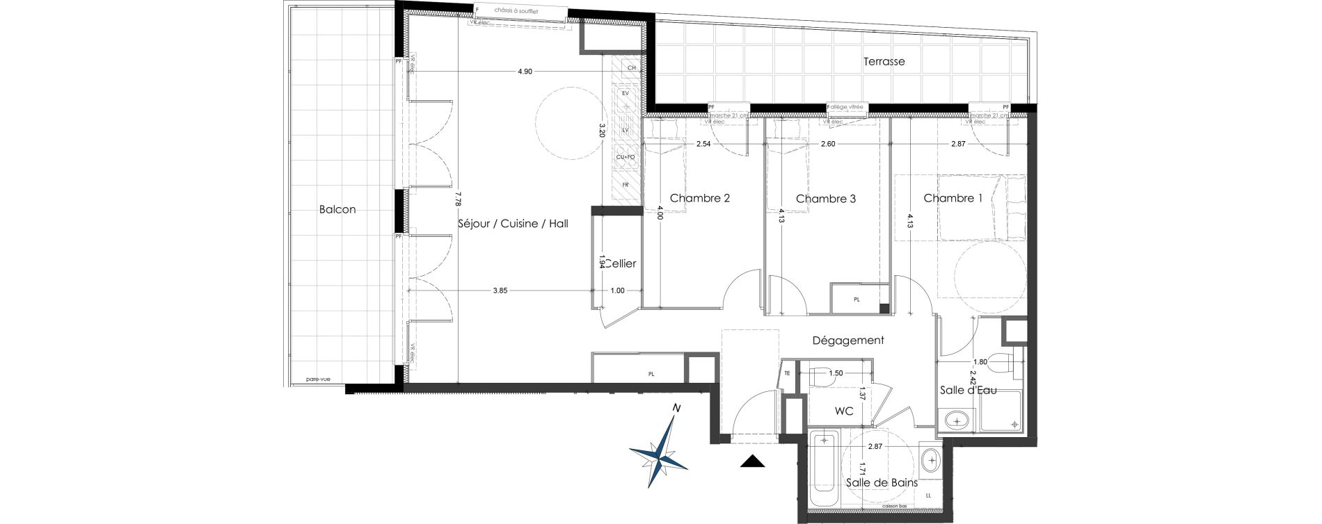 Appartement T4 de 90,16 m2 &agrave; La Motte-Servolex Centre