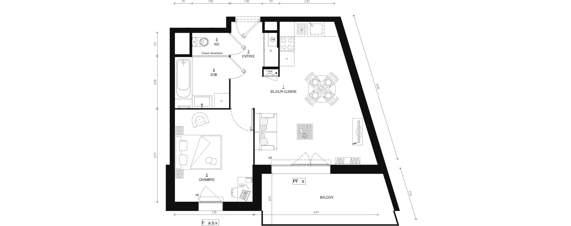 Appartement T2 de 44,31 m2 au Bourget-Du-Lac Centre