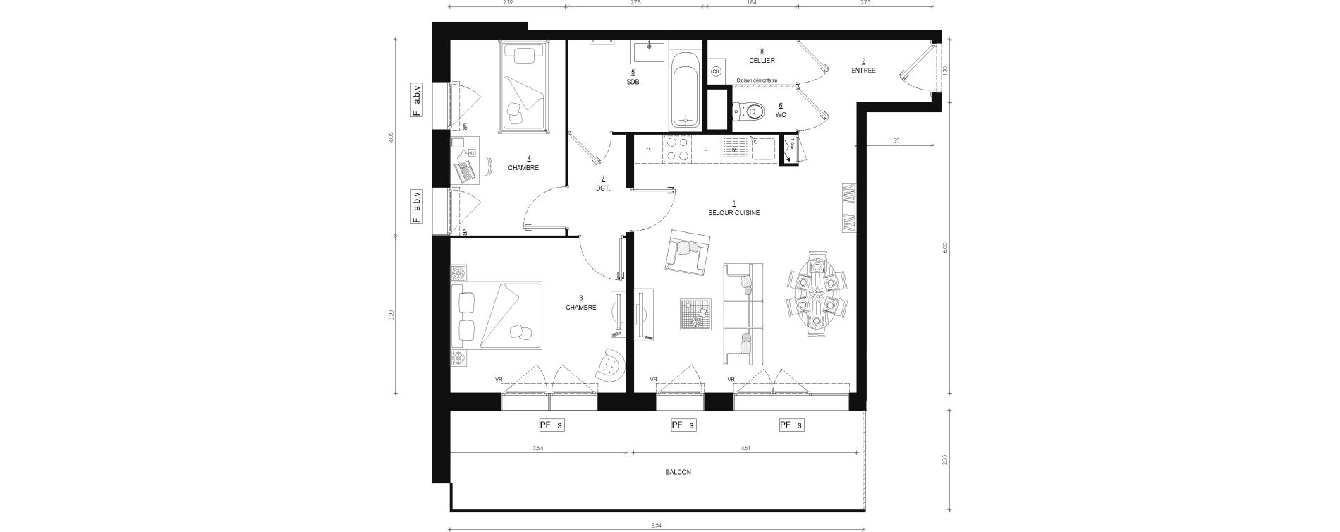Appartement T3 de 60,80 m2 au Bourget-Du-Lac Centre