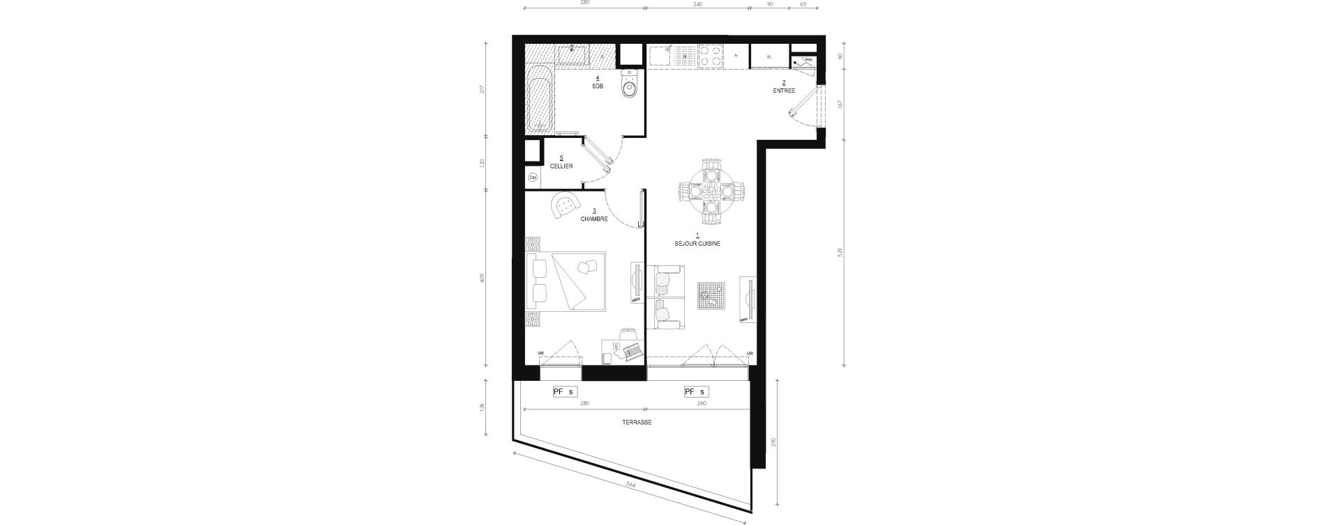 Appartement T2 de 42,54 m2 au Bourget-Du-Lac Centre