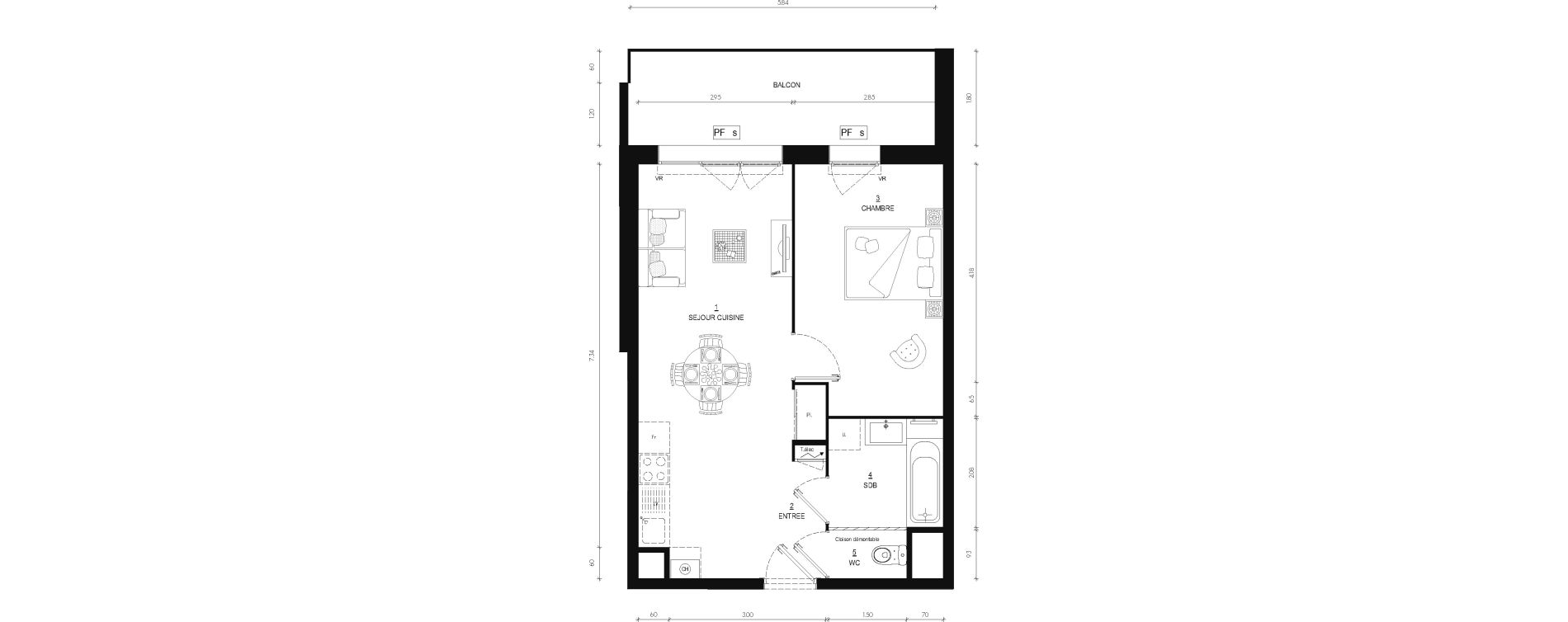 Appartement T2 de 44,52 m2 au Bourget-Du-Lac Centre