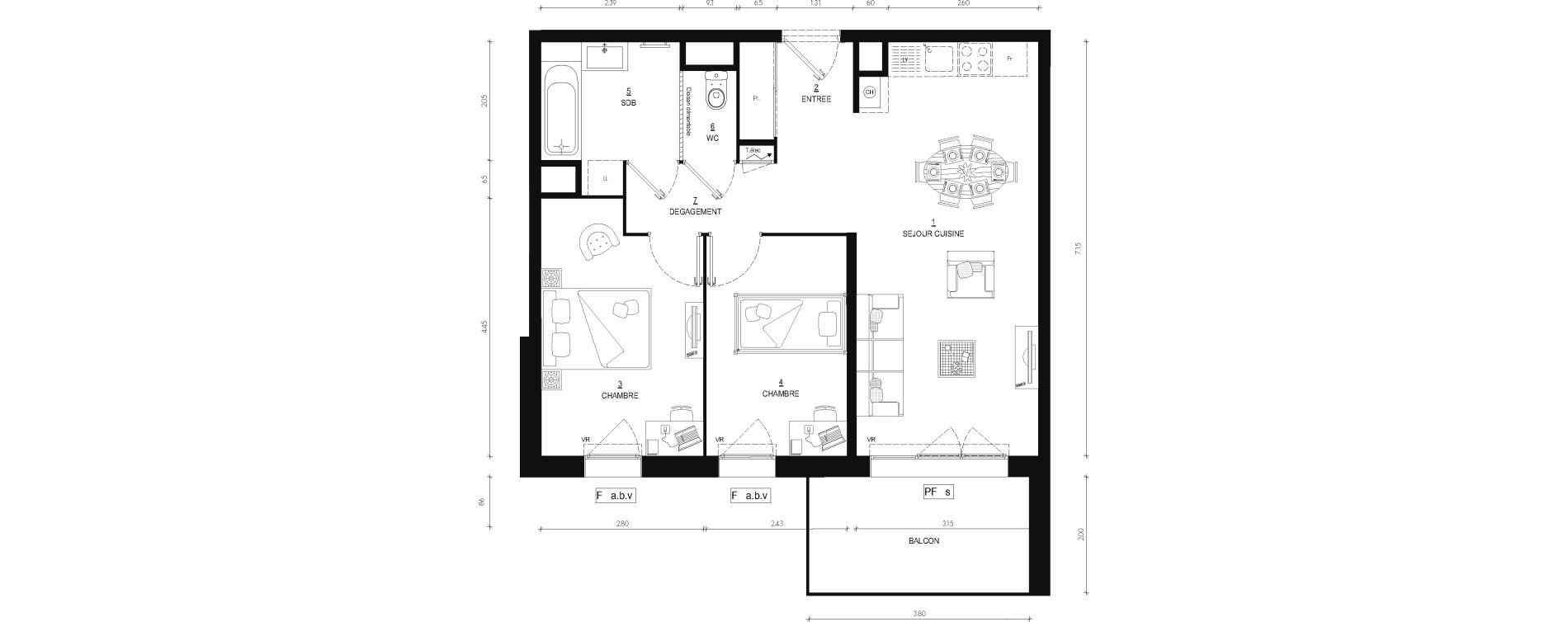 Appartement T3 de 58,37 m2 au Bourget-Du-Lac Centre