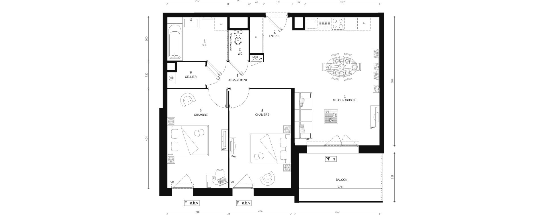 Appartement T3 de 65,82 m2 au Bourget-Du-Lac Centre