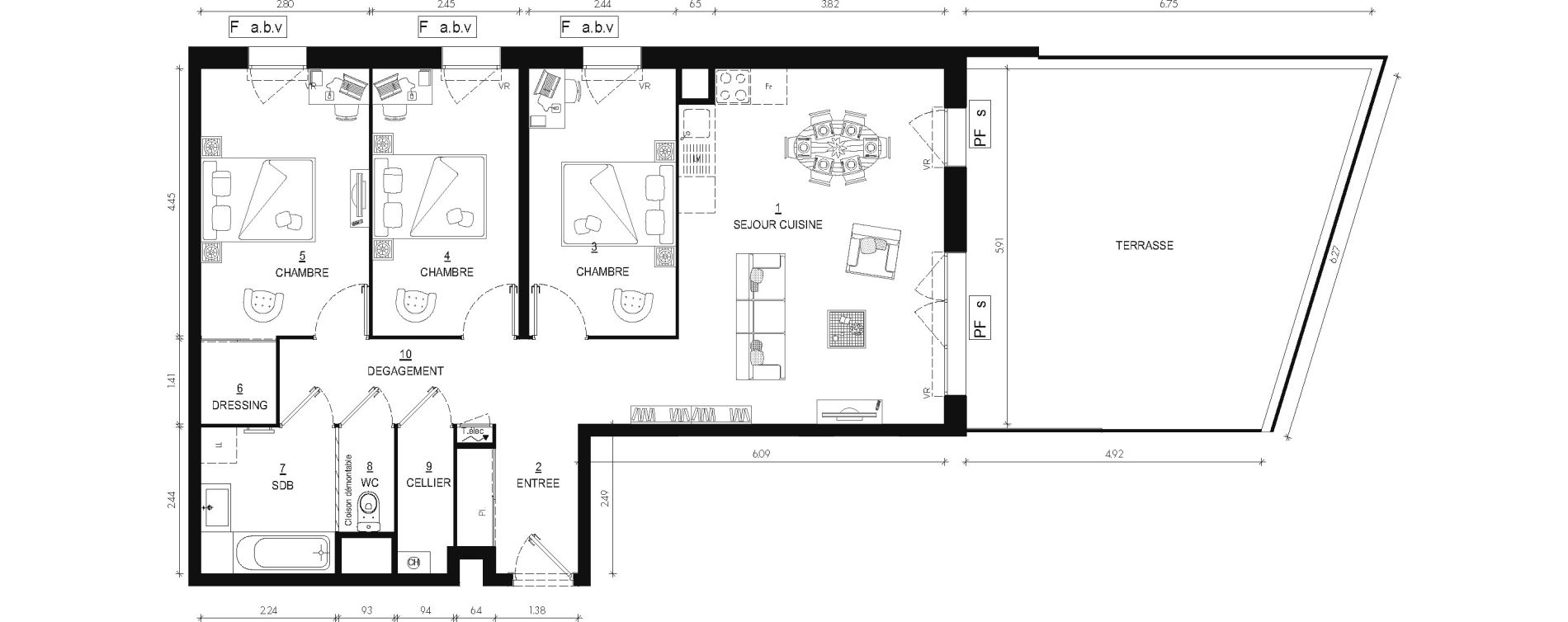 Appartement T4 de 84,94 m2 au Bourget-Du-Lac Centre