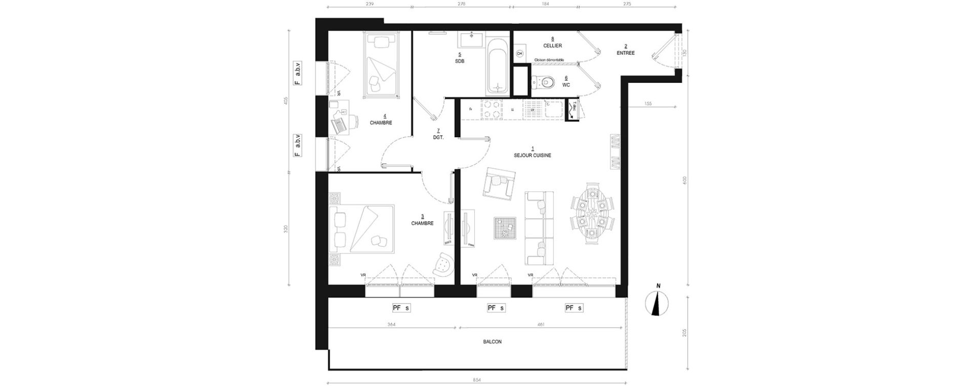 Appartement T3 de 60,87 m2 au Bourget-Du-Lac Centre