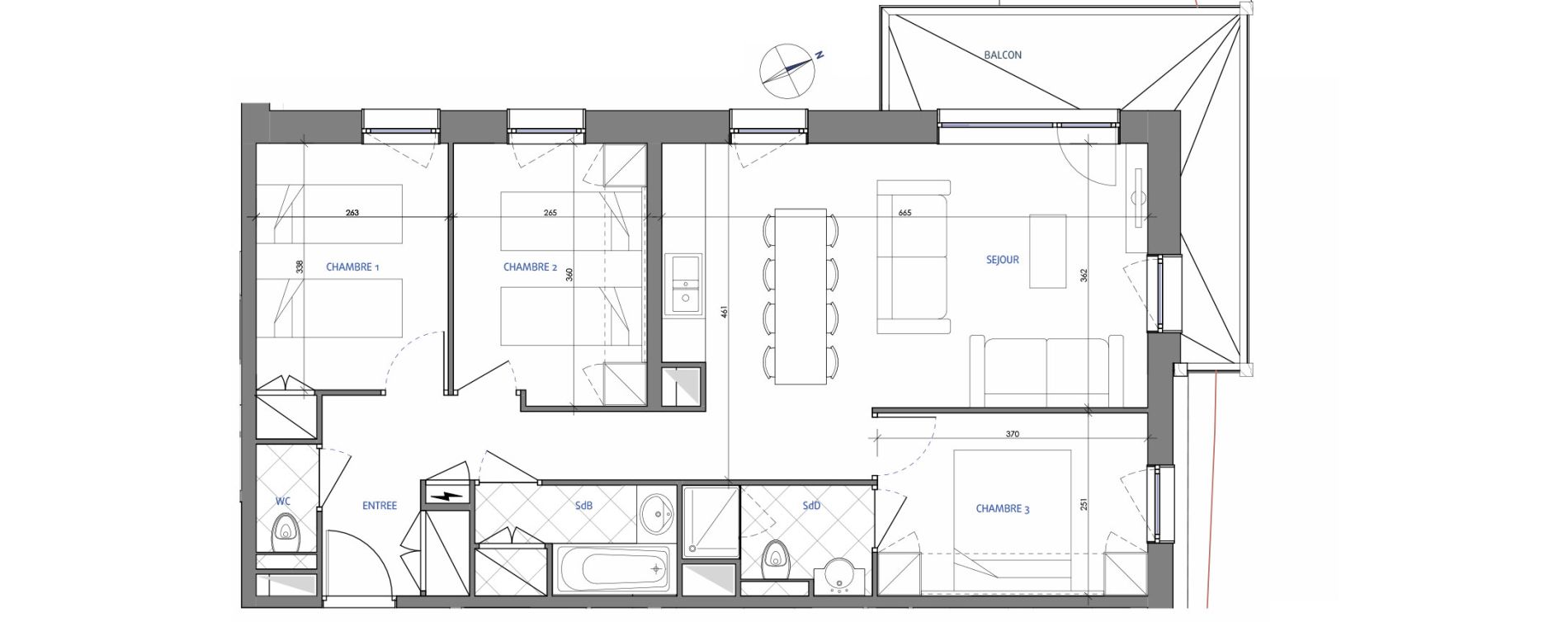 Appartement T4  meubl   de 71 35 m2 RDC O L Ecrin d Argent 