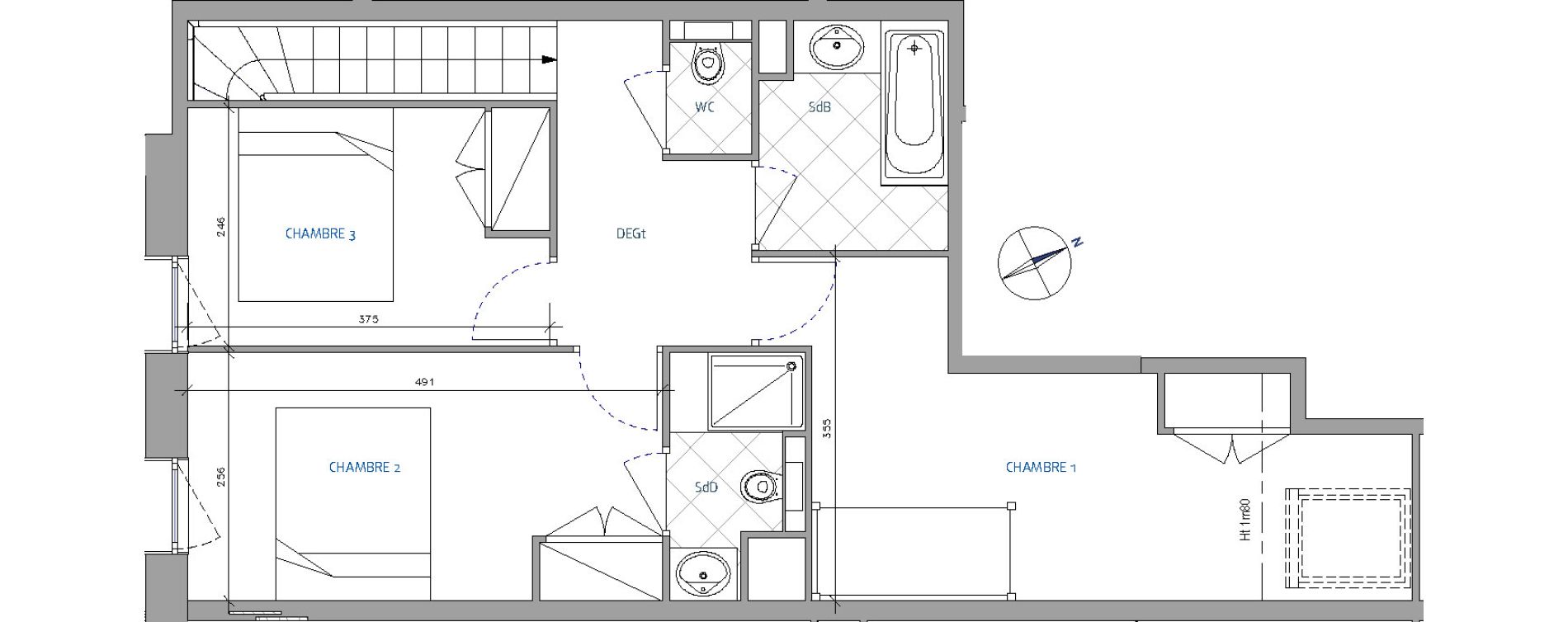 Duplex T4  meubl   de 83 59 m2 3 me tage S L Ecrin d Argent 