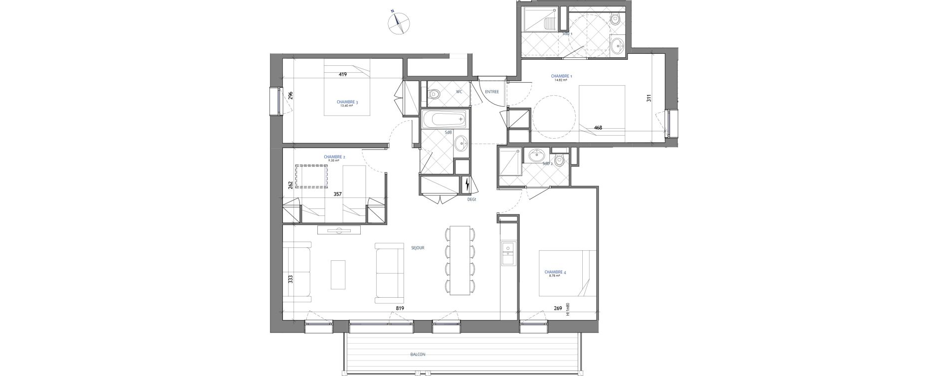 Appartement T5 de 98,63 m2 aux Avanchers-Valmorel Valmorel