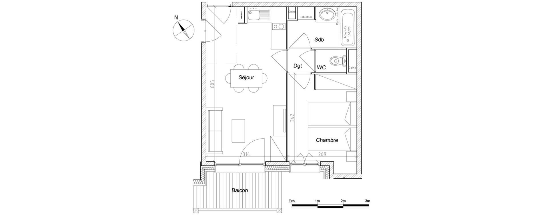 Appartement T2 de 35,22 m2 &agrave; M&acirc;cot-La-Plagne Centre