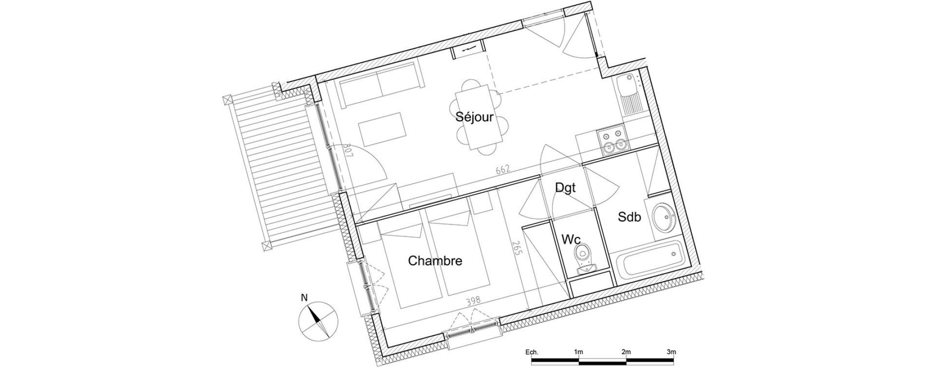 Appartement T2 de 36,49 m2 &agrave; M&acirc;cot-La-Plagne Centre
