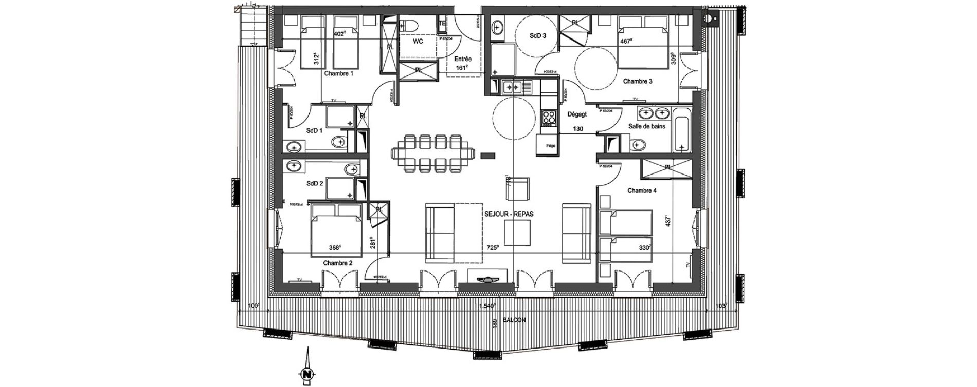 Appartement T5 de 129,58 m2 &agrave; Montvalezan La rosi&egrave;re