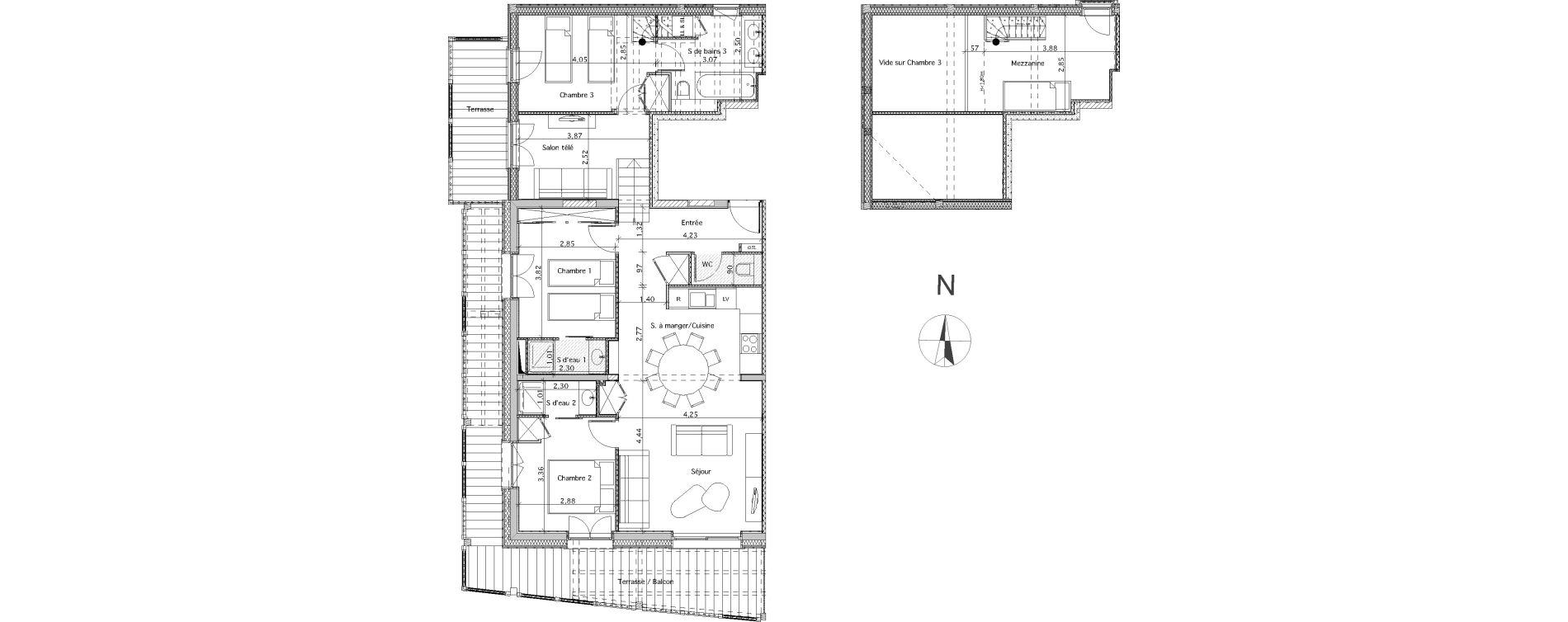 Duplex T4 bis de 100,85 m2 &agrave; Montvalezan La rosi&egrave;re