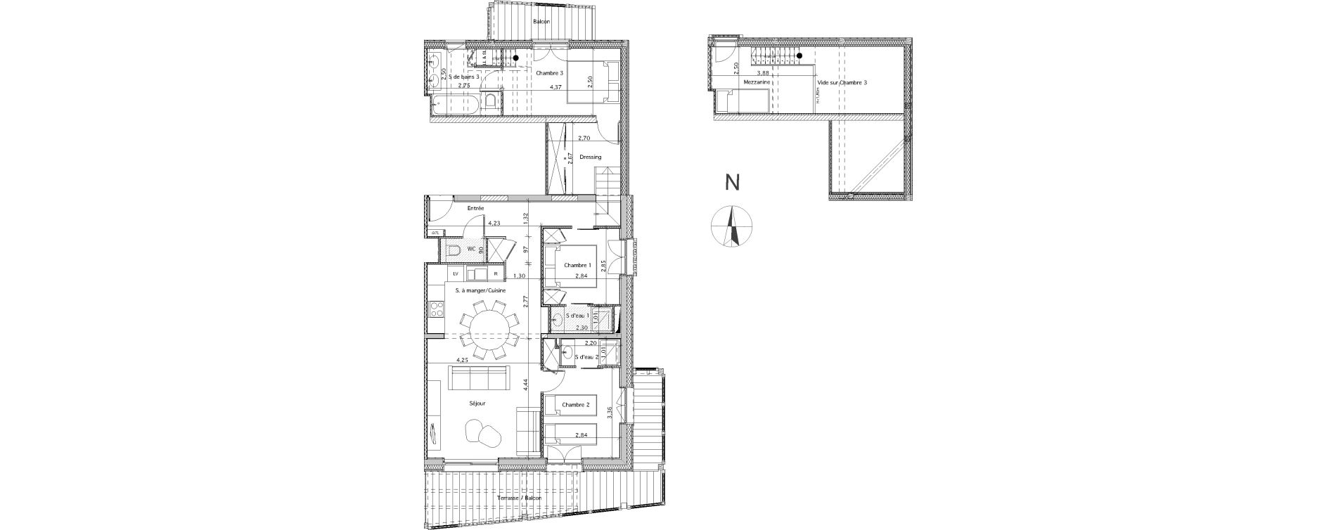 Duplex T4 bis de 94,22 m2 &agrave; Montvalezan La rosi&egrave;re