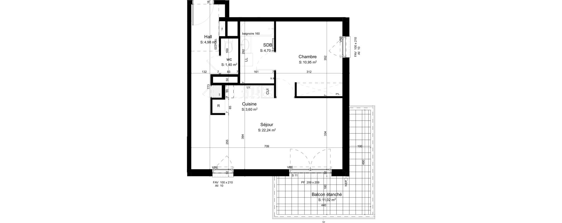 Appartement T2 de 47,87 m2 &agrave; Mouxy Centre