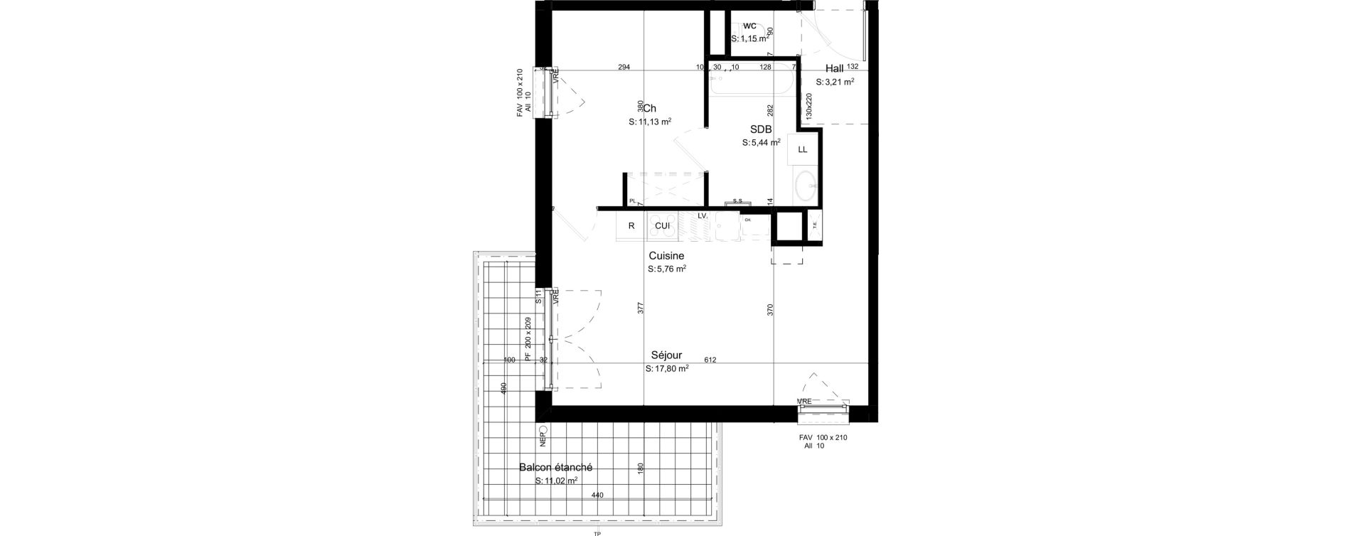 Appartement T2 de 44,49 m2 &agrave; Mouxy Centre