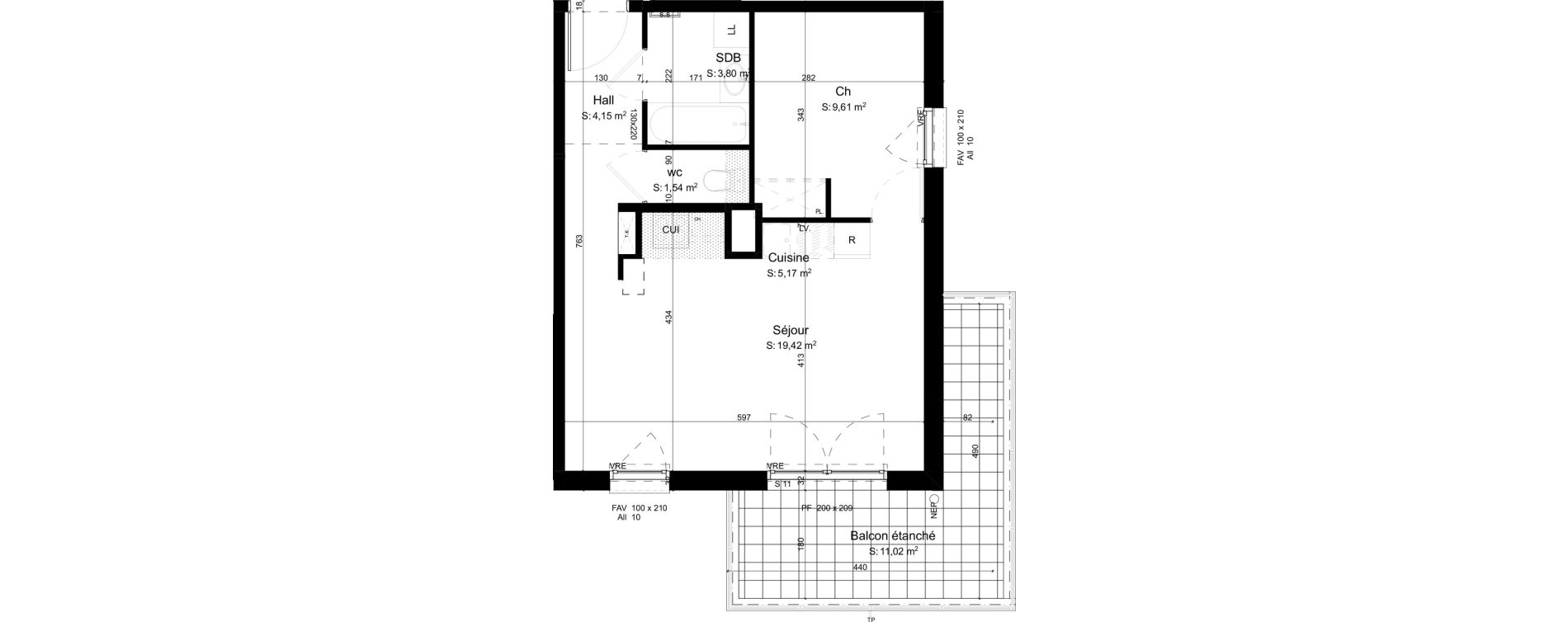 Appartement T2 de 43,69 m2 &agrave; Mouxy Centre