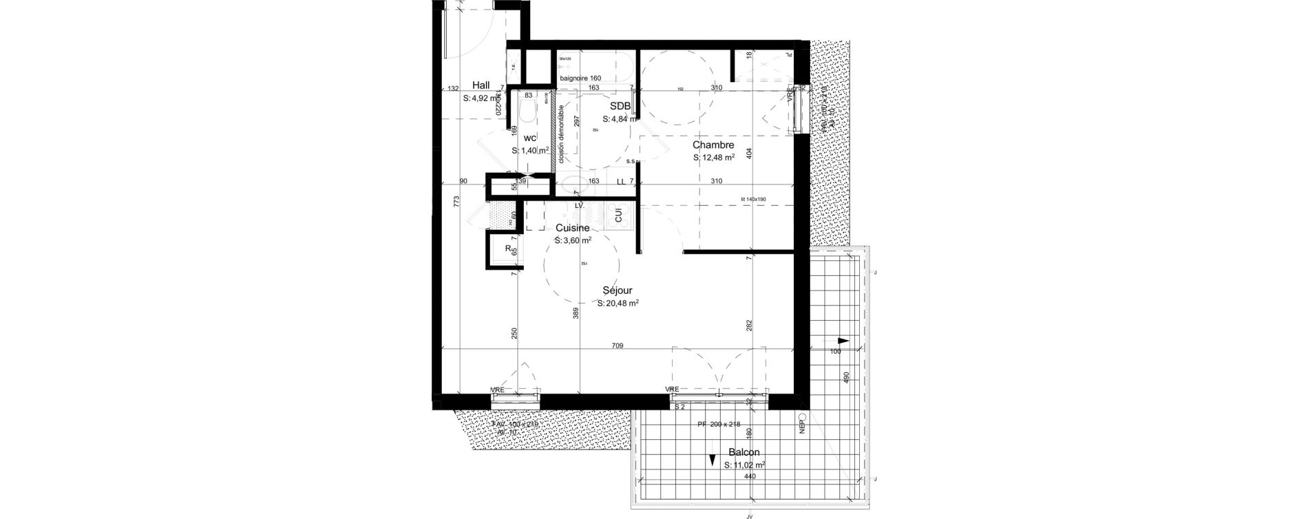 Appartement T2 de 47,72 m2 &agrave; Mouxy Centre