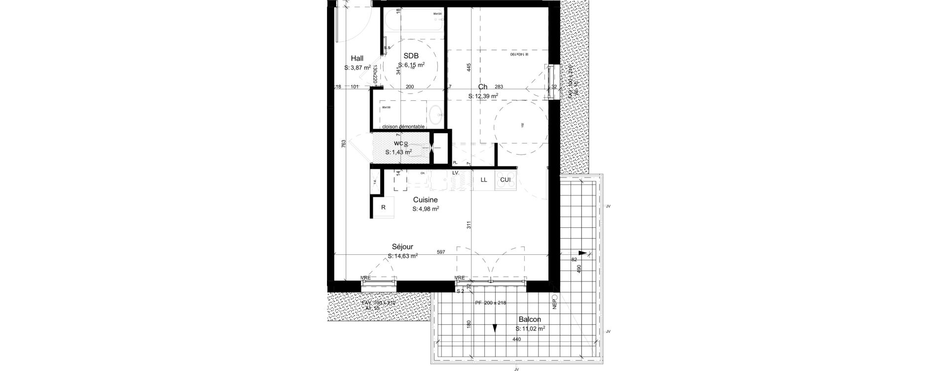 Appartement T2 de 43,45 m2 &agrave; Mouxy Centre