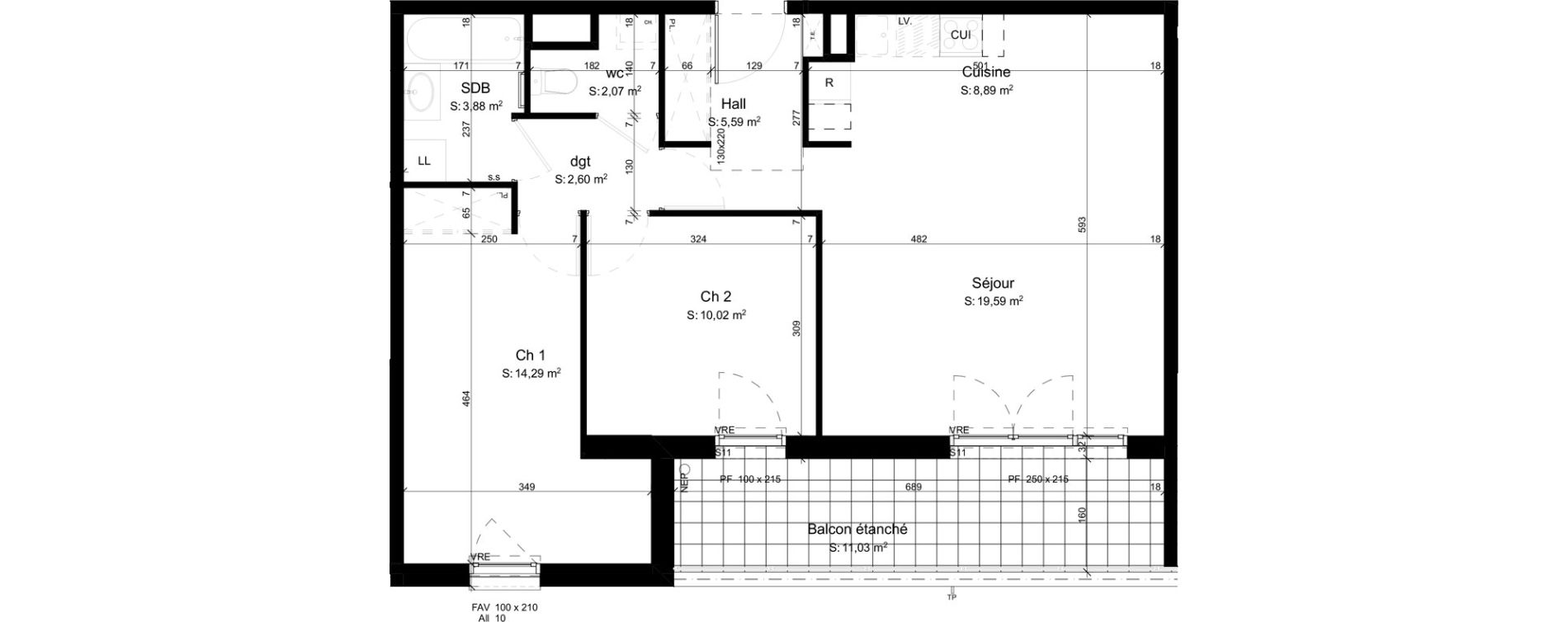 Appartement T3 de 66,93 m2 &agrave; Mouxy Centre