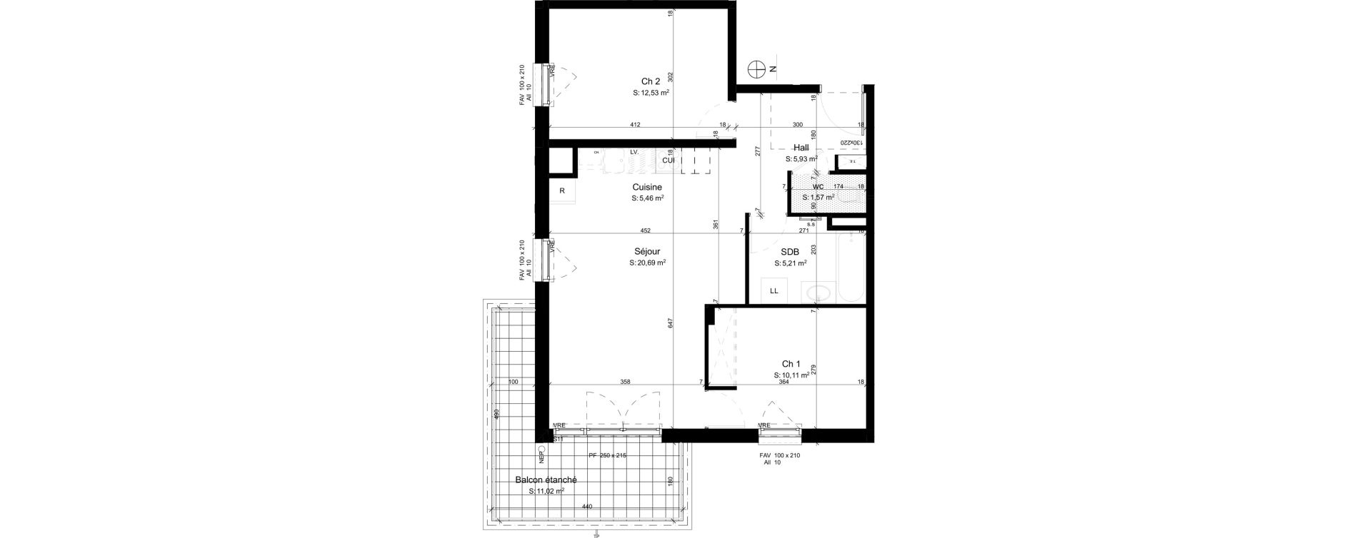 Appartement T3 de 61,50 m2 &agrave; Mouxy Centre