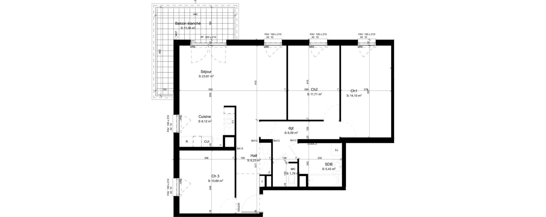 Appartement T4 de 85,97 m2 &agrave; Mouxy Centre