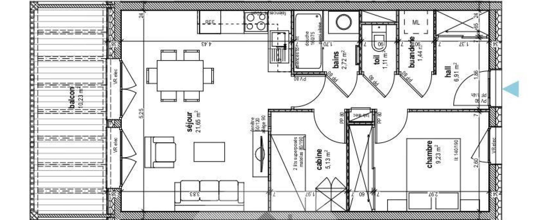 Appartement T2 bis de 48,19 m2 &agrave; Pralognan-La-Vanoise Centre