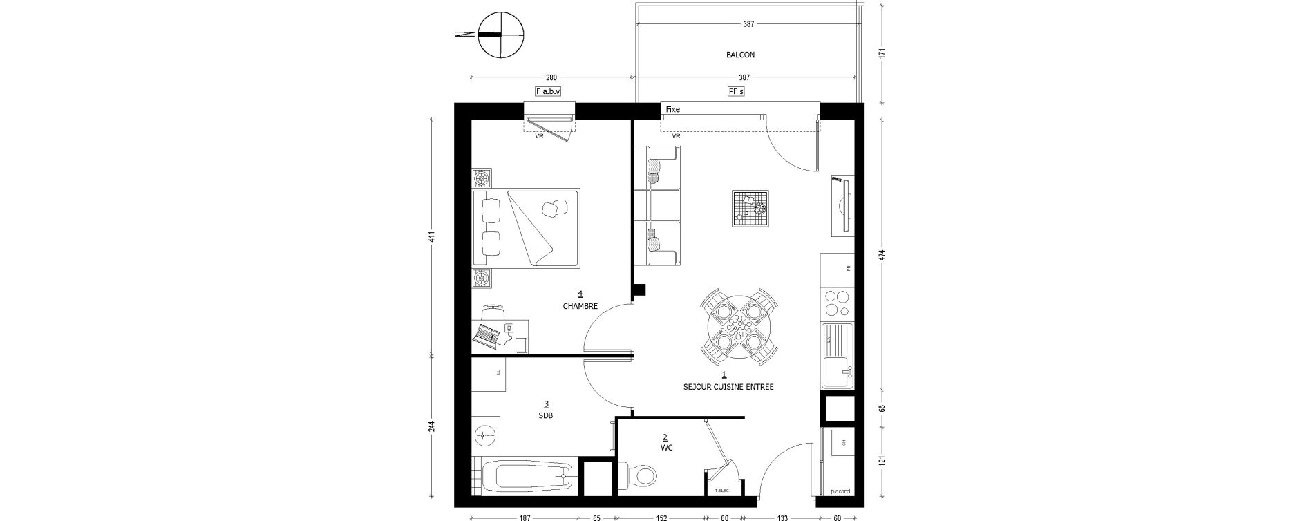 Appartement T2 de 42,57 m2 &agrave; Saint-Baldoph Centre