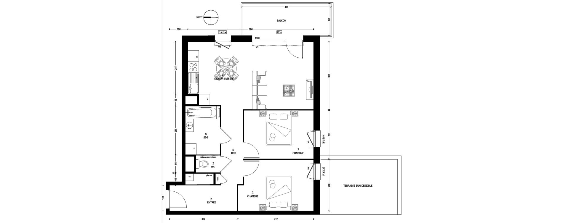Appartement T3 de 63,09 m2 &agrave; Saint-Baldoph Centre