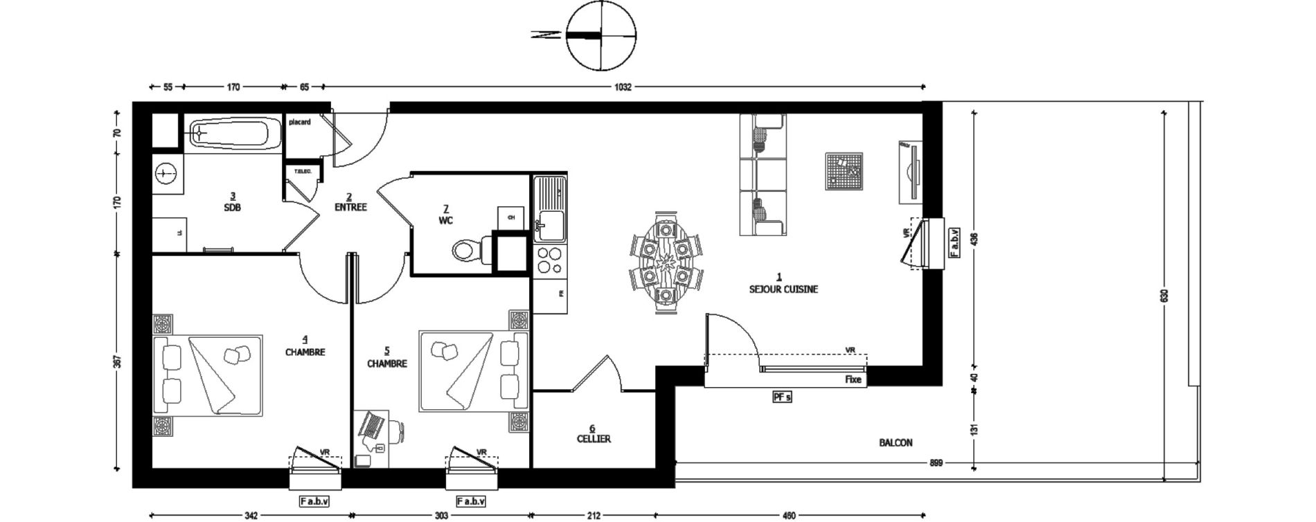 Appartement T3 de 70,74 m2 &agrave; Saint-Baldoph Centre