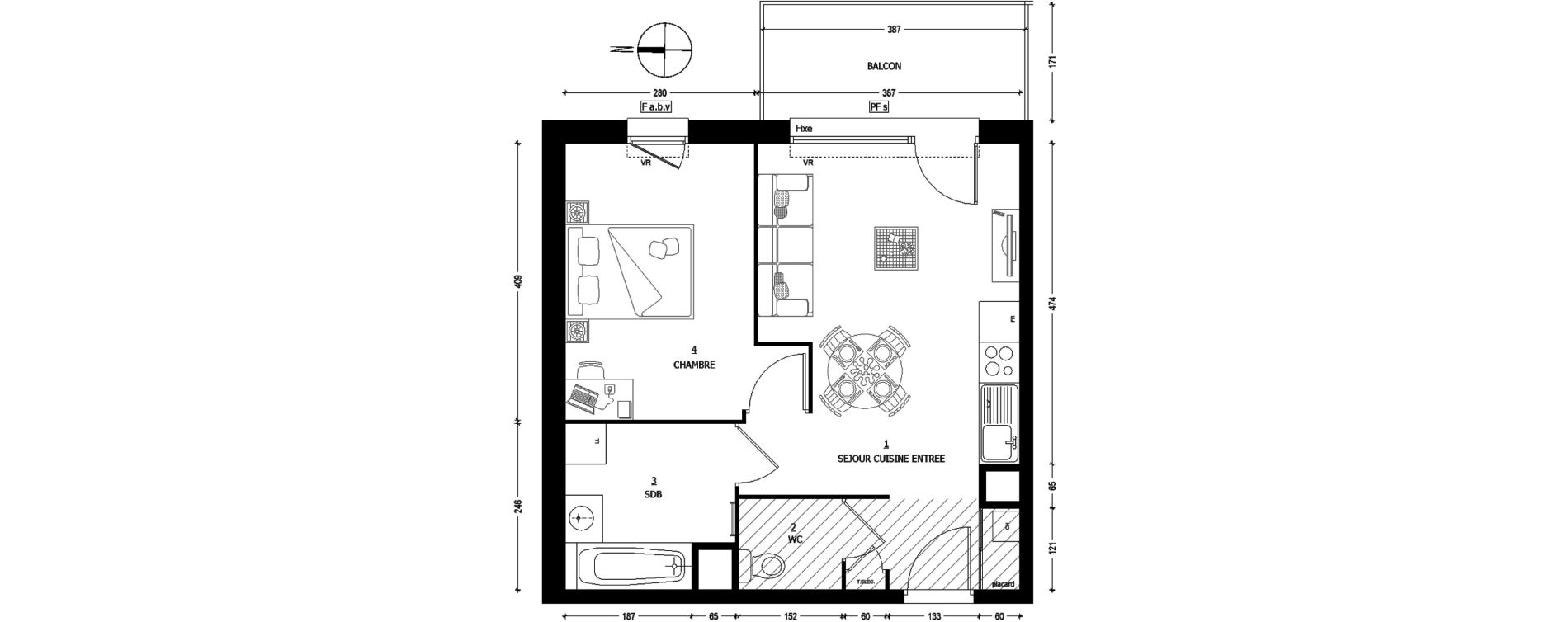 Appartement T2 de 42,52 m2 &agrave; Saint-Baldoph Centre