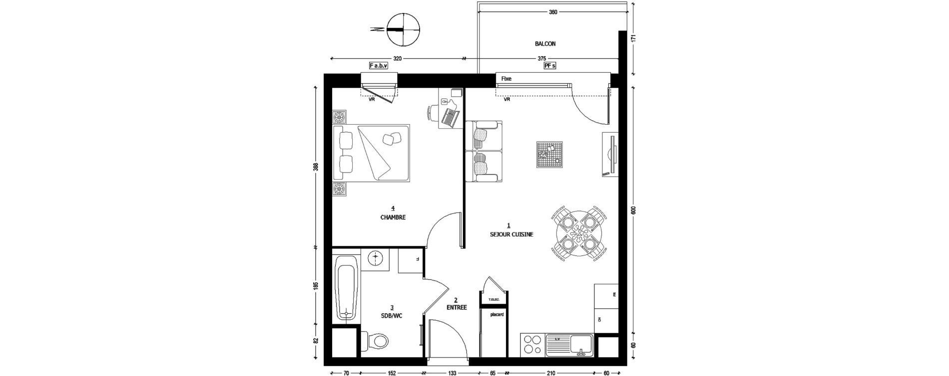 Appartement T2 de 44,36 m2 &agrave; Saint-Baldoph Centre