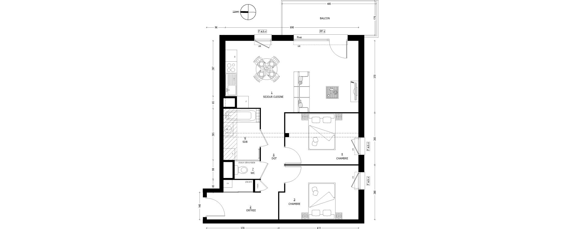 Appartement T3 de 63,18 m2 &agrave; Saint-Baldoph Centre