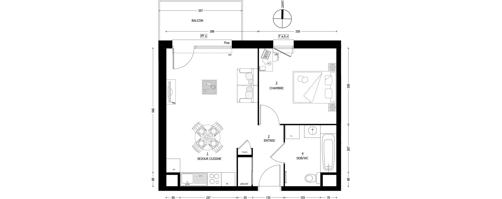 Appartement T2 de 43,02 m2 &agrave; Saint-Baldoph Centre