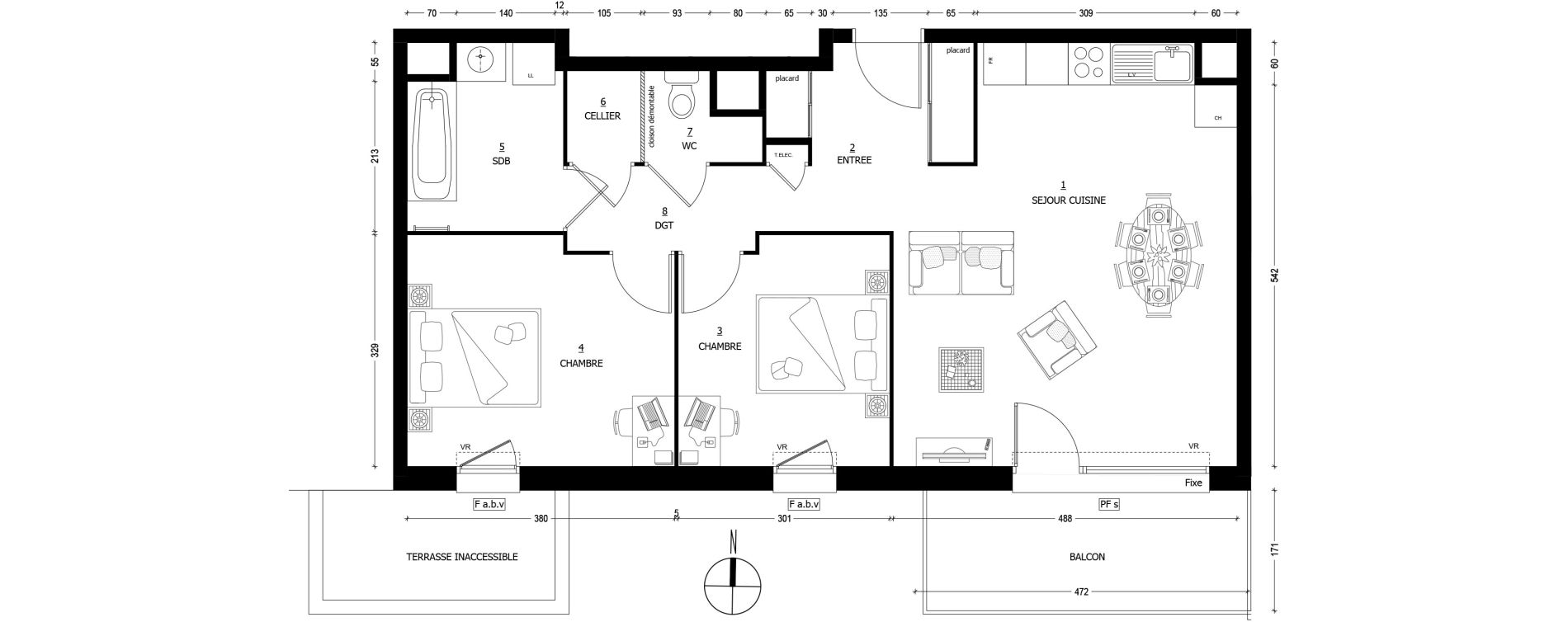 Appartement T3 de 66,60 m2 &agrave; Saint-Baldoph Centre