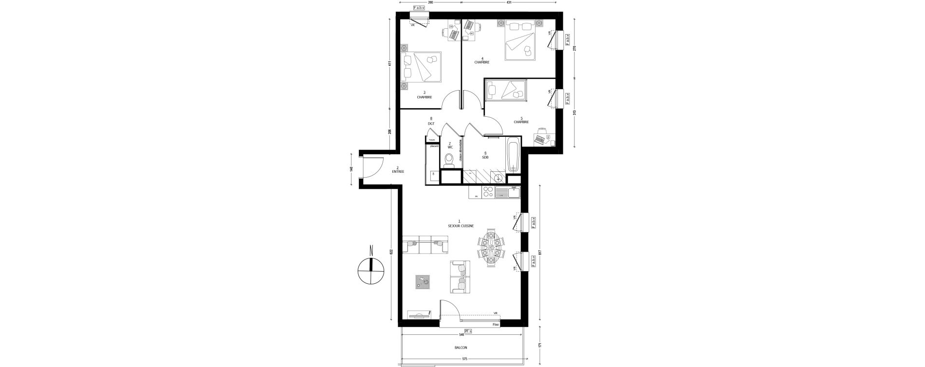 Appartement T4 de 85,21 m2 &agrave; Saint-Baldoph Centre