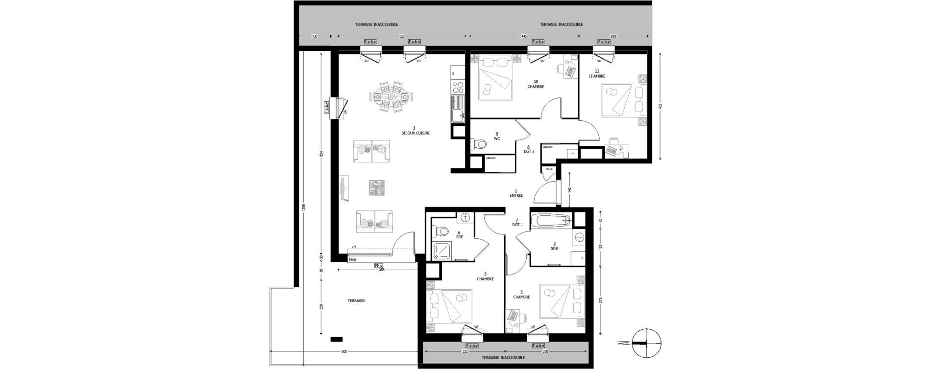 Appartement T5 de 106,98 m2 &agrave; Saint-Baldoph Centre