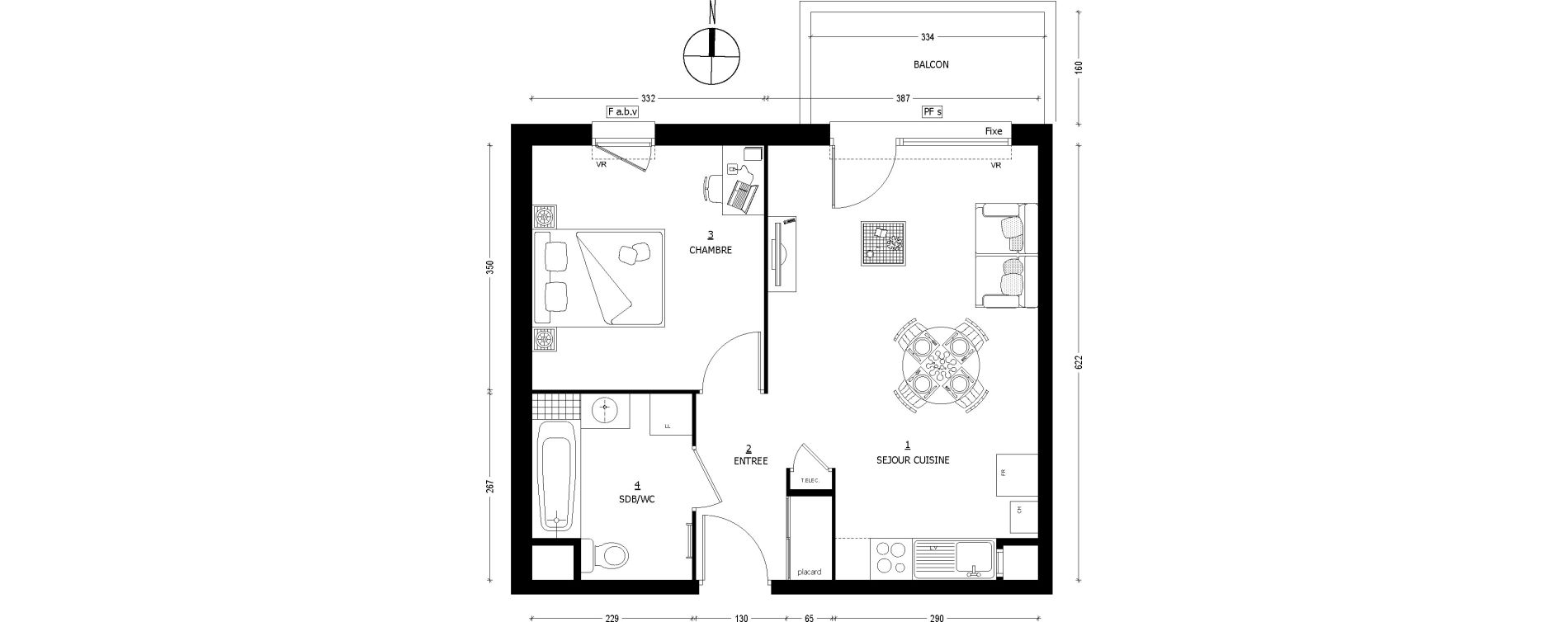 Appartement T2 de 43,36 m2 &agrave; Saint-Baldoph Centre