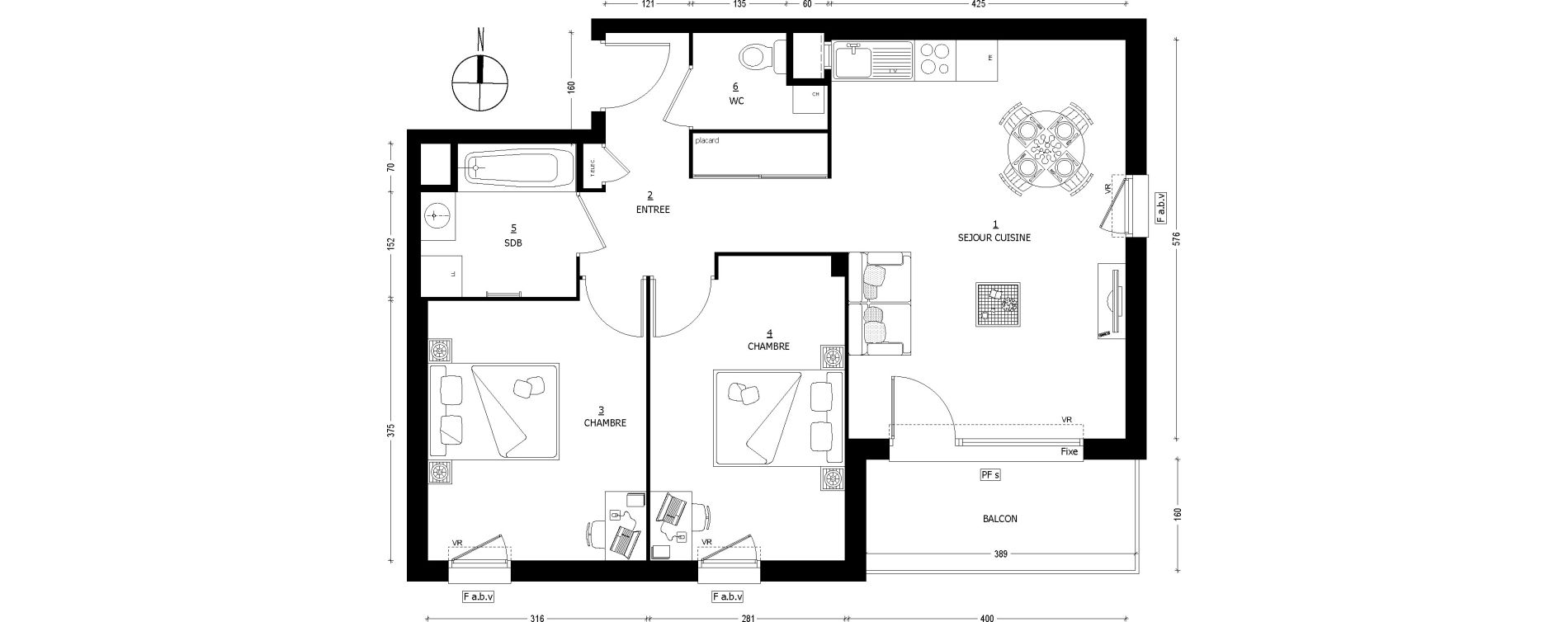 Appartement T3 de 63,01 m2 &agrave; Saint-Baldoph Centre