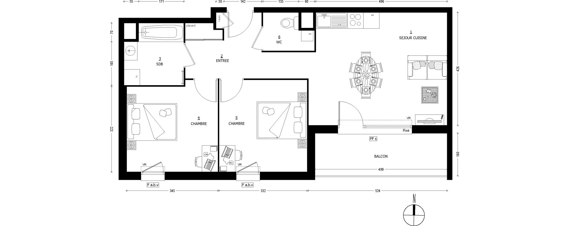 Appartement T3 de 60,40 m2 &agrave; Saint-Baldoph Centre