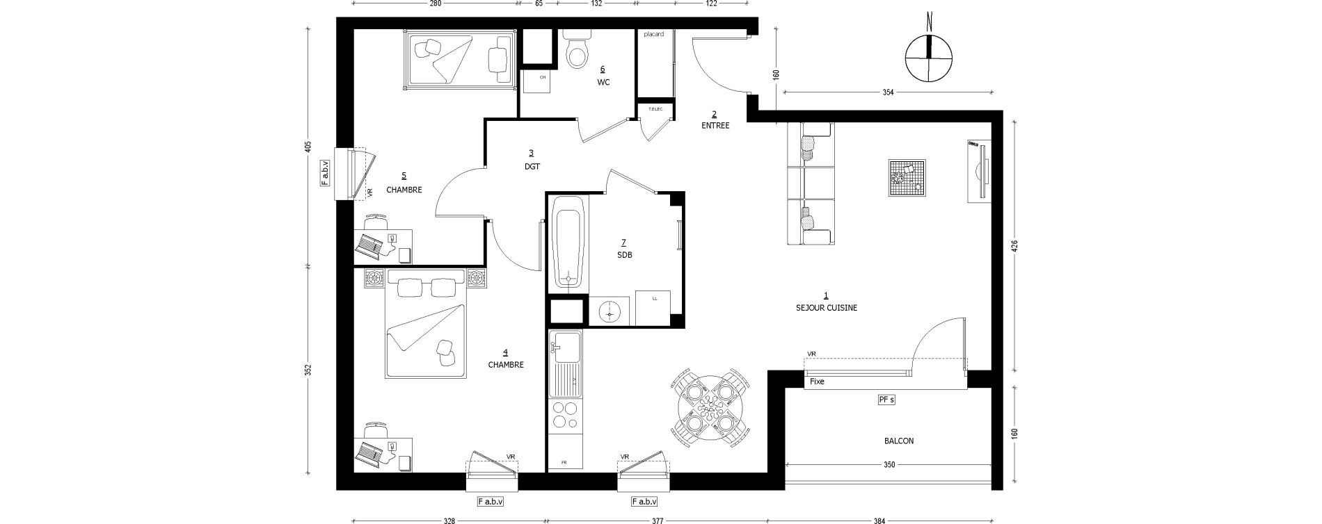 Appartement T3 de 67,46 m2 &agrave; Saint-Baldoph Centre