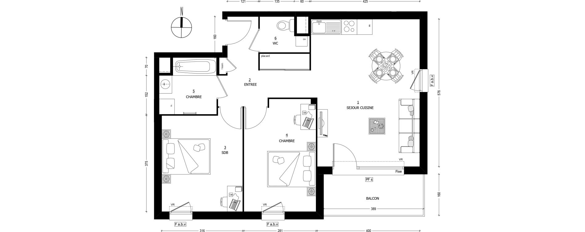 Appartement T3 de 63,03 m2 &agrave; Saint-Baldoph Centre